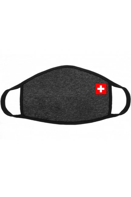 Maska wielorazowa z flagą Szwajcarii grafit