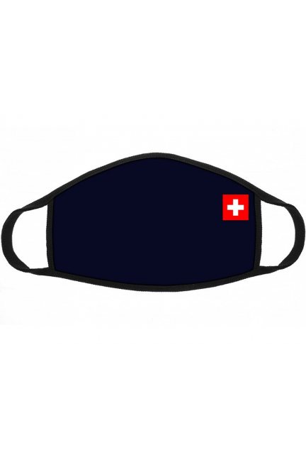 Maska wielorazowa z flagą Szwajcarii granat