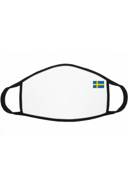 Maska sportowa nadruk flaga Szwecji biała
