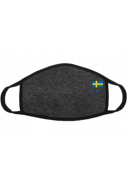 Maska sportowa nadruk flaga Szwecji grafitowa