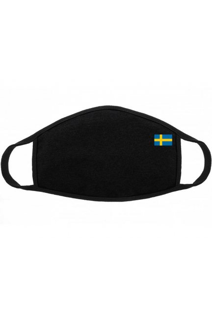 Maska sportowa nadruk flaga Szwecji czarna