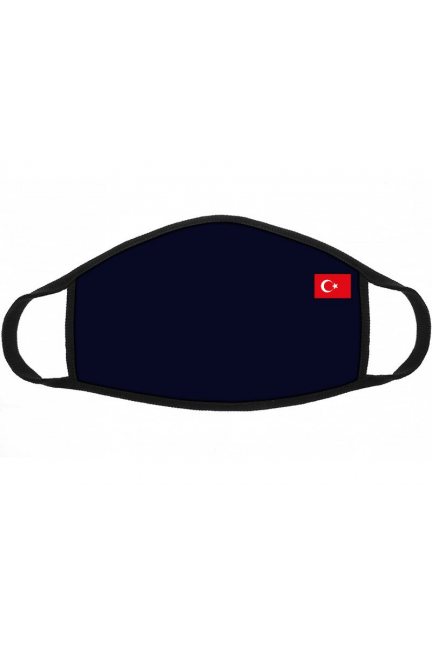 Maska dziecięca nadruk flaga Turcji granatowa