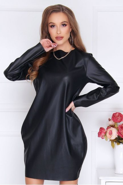 Sukienka tunika skórzana czarna 