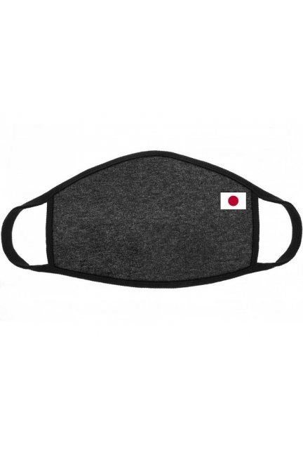 Maska bawełniana z flagą Japonii grafitowa