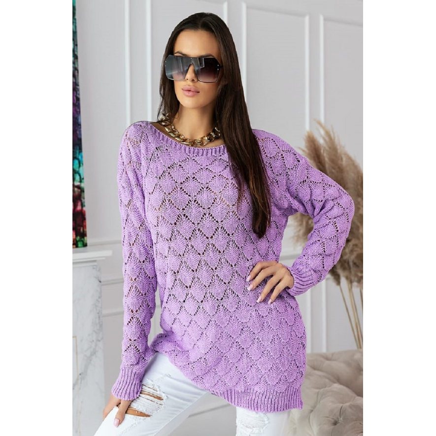 Sweter damski oversize modny fioletowy