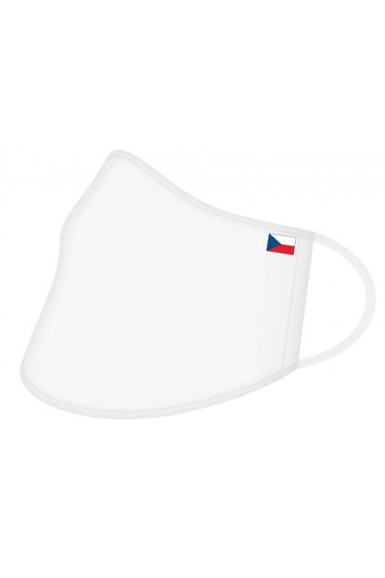 Przyłbica profilowana z flagą Czech biała