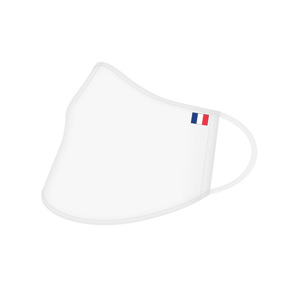 Przyłbica bawełniana z flagą Francji biała