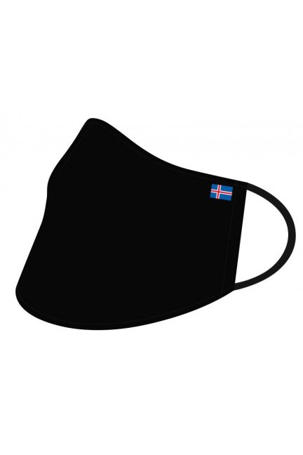 Przyłbica sportowa z flagą Islandii czarna