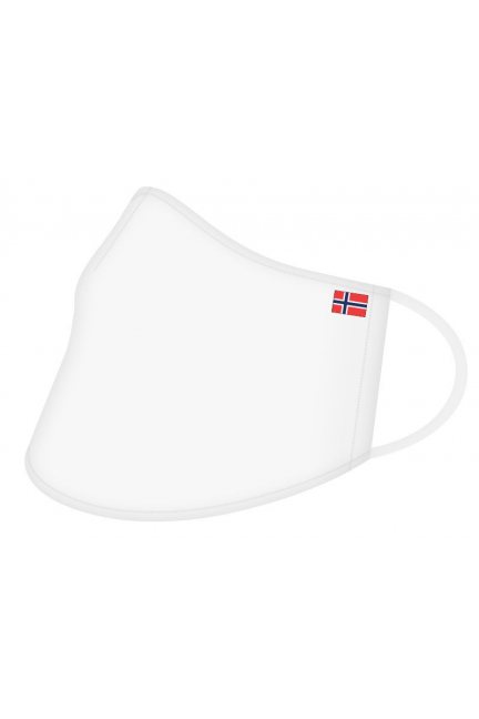 Przyłbica sportowa z flagą Norwegii biała
