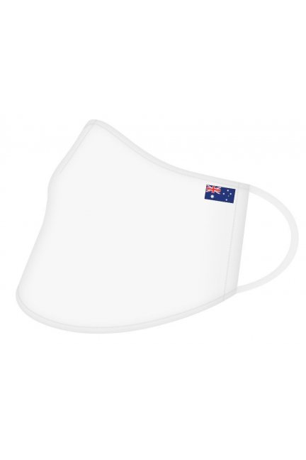Przyłbica sportowa z flagą Australii biała