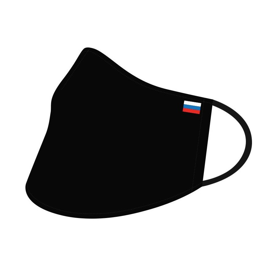 Przyłbica wielorazowa z flagą Rosji czarna