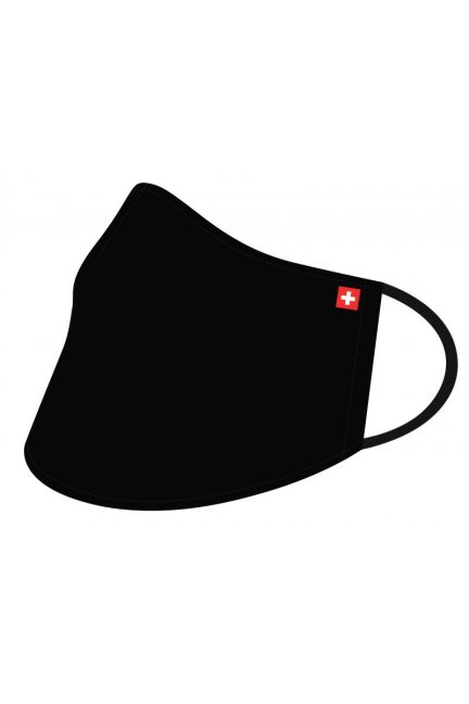 Przyłbica sportowa z flagą Szwajcarii czarna