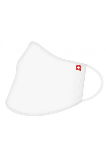 Przyłbica sportowa z flagą Szwajcarii biała