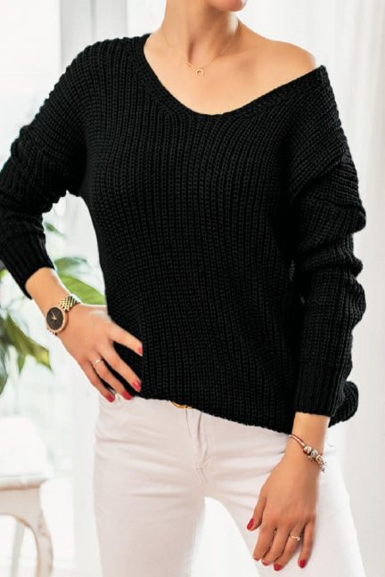 Sweter damski modny oversize czarny