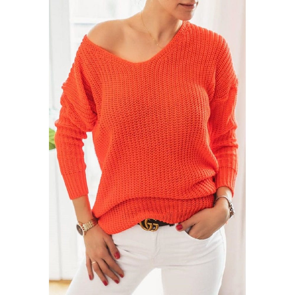 Sweter damski modny oversize pomarańcz