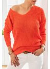 Sweter damski modny oversize pomarańcz