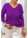 Sweter damski modny oversize fioletowy