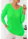 Sweter damski modny oversize neon zielony