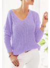 Sweter damski modny oversize liliowy