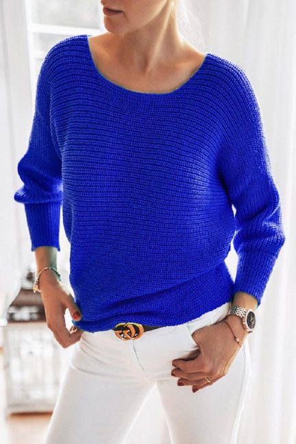 Sweter modny oversize damski chabrowy