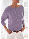 Sweter modny oversize damski liliowy