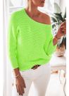 Sweter modny oversize damski neon zielony