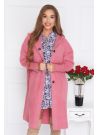 Płaszcz wiosenny alpaka z kapturem różowy