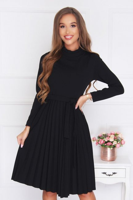 Sukienka plisowana midi wiązana czarna