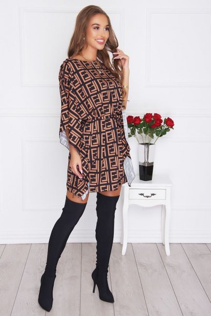 Sukienka damska kimono camel