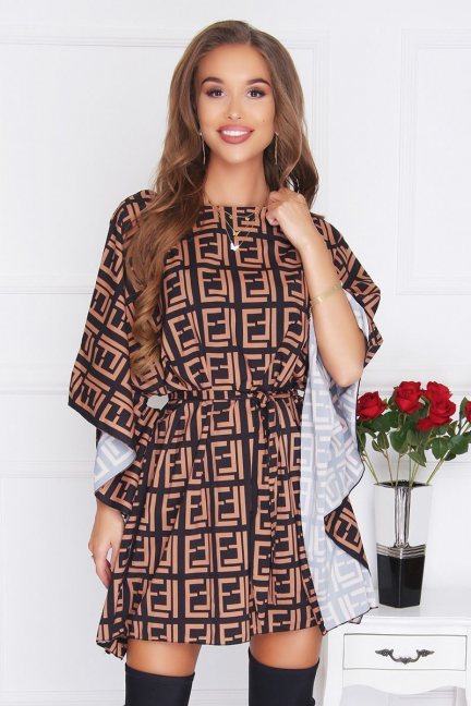 Sukienka damska kimono camel