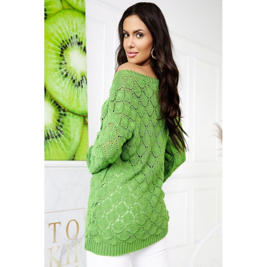 Sweter damski oversize modny zielony