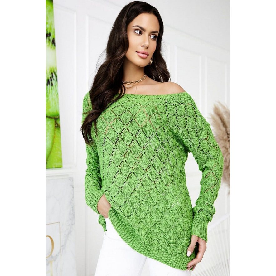 Sweter damski oversize modny zielony