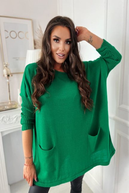 Długi sweter damski zielony