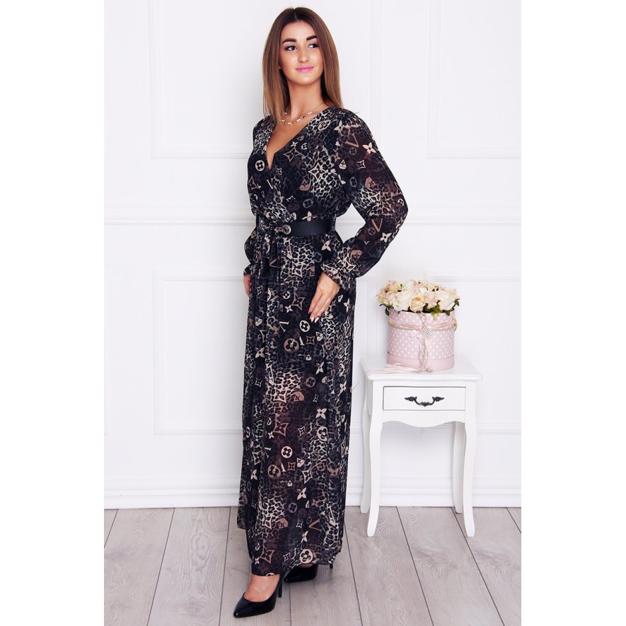 Elegancka czarna sukienka maxi