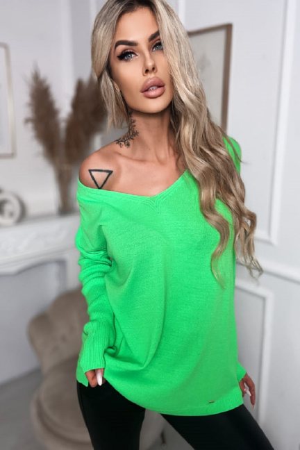 Modny sweter neon zielony