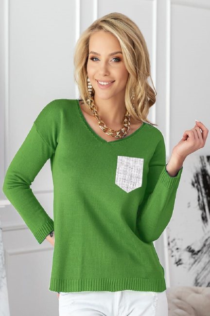 Modny damski sweter zielony