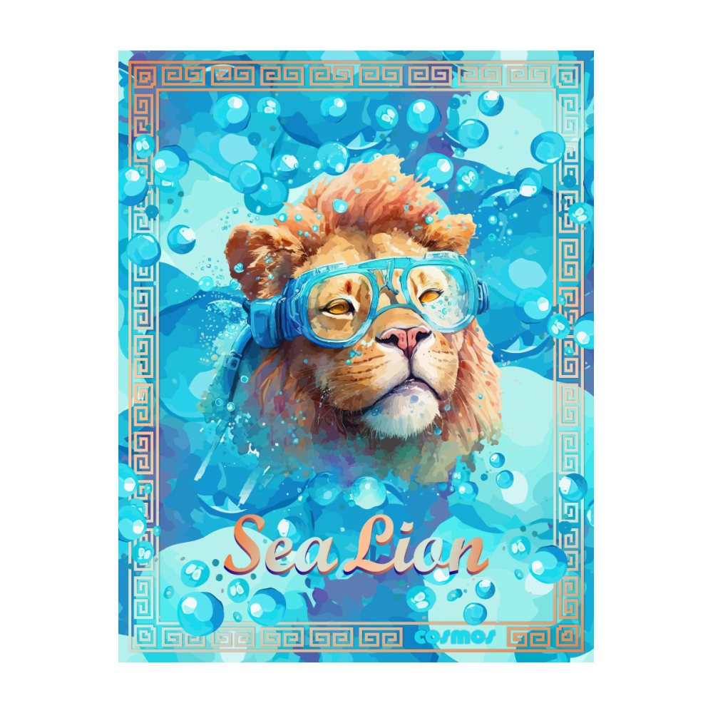 Koc bawełniany na plażę Sea Lion niebieski