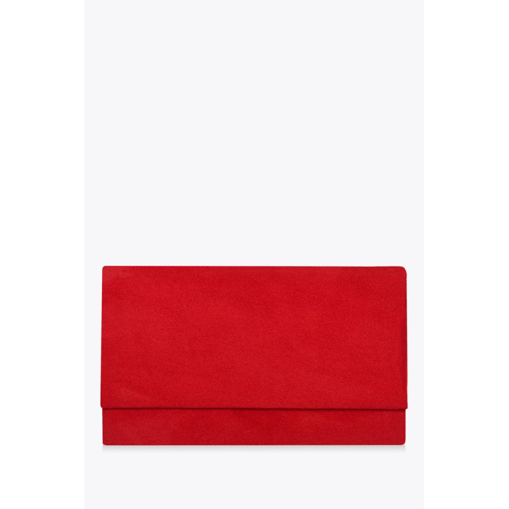 Elegancka torebka kopertówka zamszowa czerwona