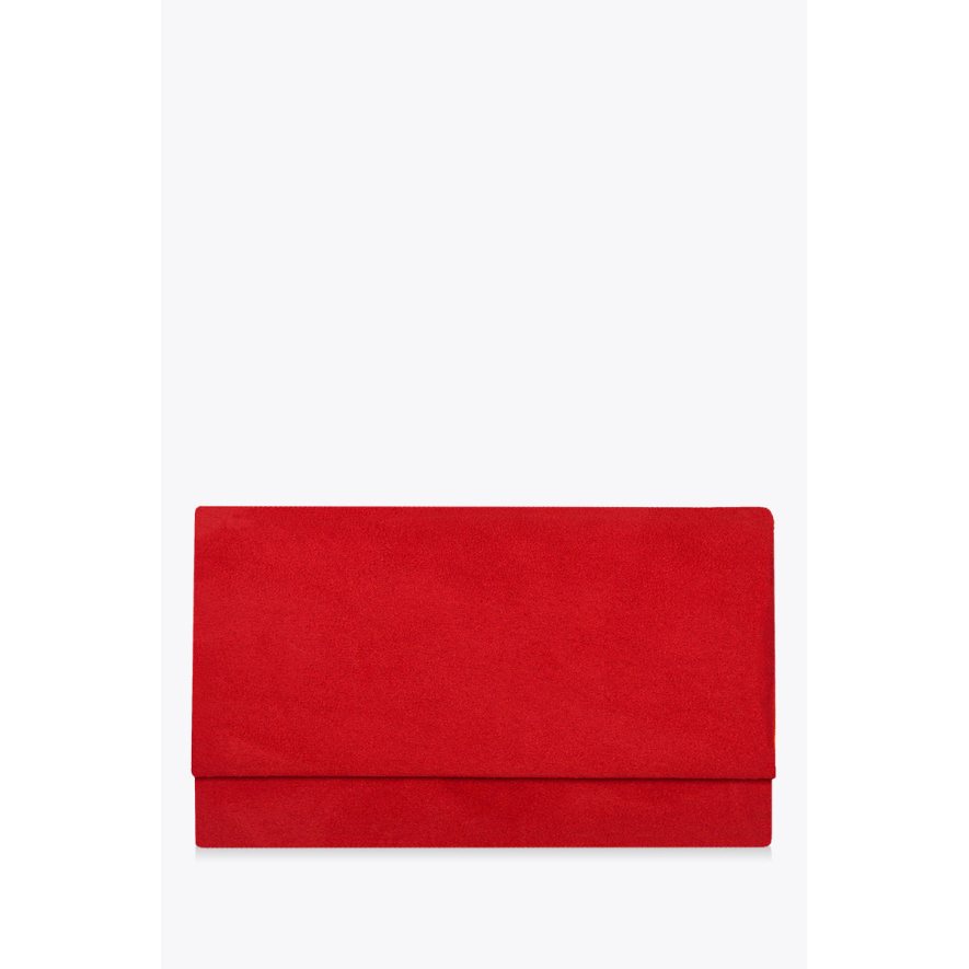 Elegancka torebka kopertówka zamszowa czerwona