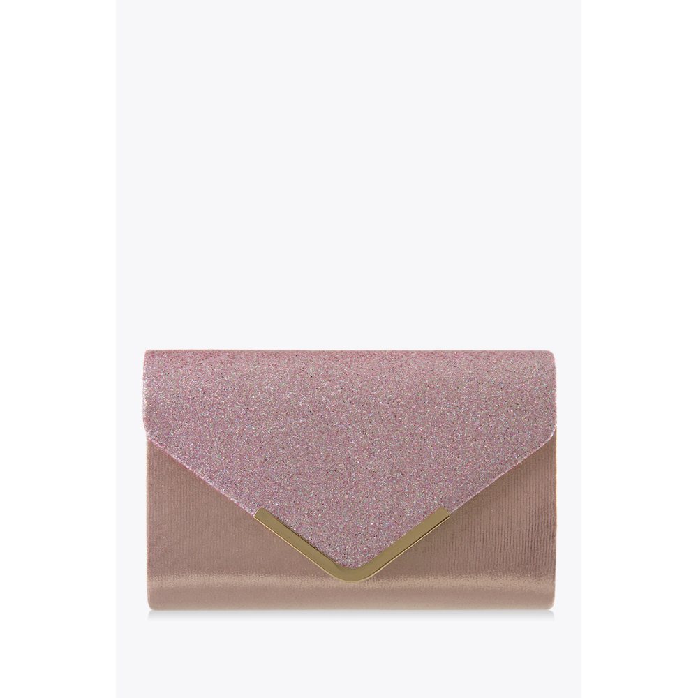 Elegancka kopertówka z brokatem różowa