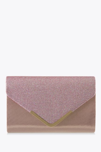 Elegancka kopertówka z brokatem różowa