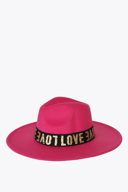 Elegancki kapelusz damski Love fuksja