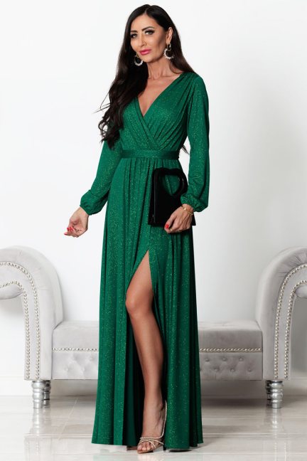 Sukienka z długim rękawem maxi Salma zielona