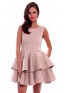 Sukienka z falbanką z pianki CM370 beżowa