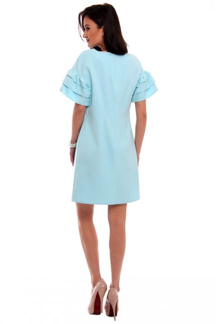 Sukienka z falbankami EMI CM479 błękitna