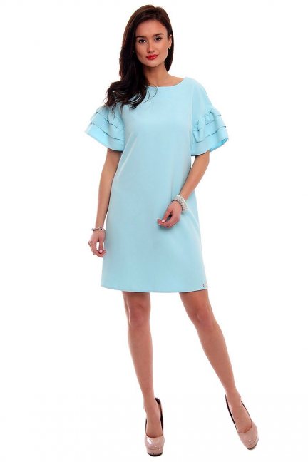 Sukienka z falbankami EMI CM479 błękitna