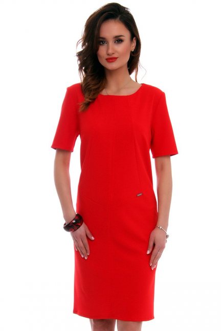 Sukienka ołowkowa CMK559 czerwona