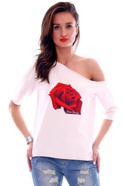 Bluzka bawełniana róża CM297 pudrowy róż