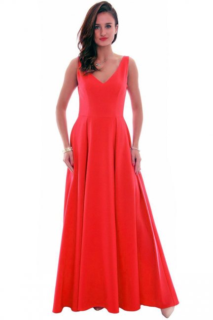 Sukienka wizytowa maxi CMK631 czerwona