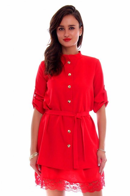 Sukienka elegancka mini CMK666 czerwona